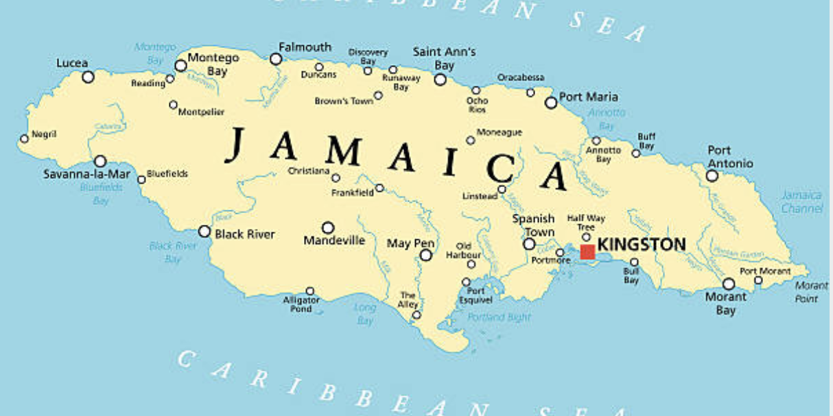 map of jamaica
