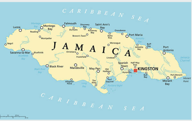 map of jamaica